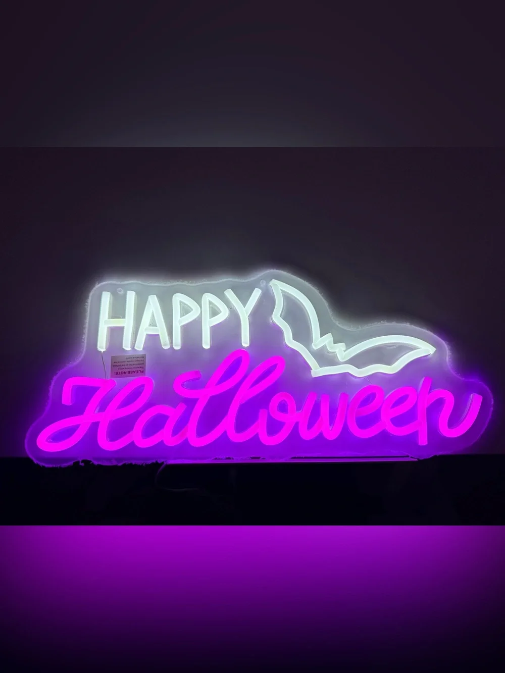 Happy Halloween LED Neon Sign - Pink and White -